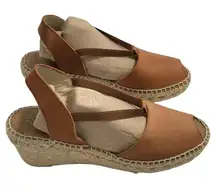 Andre Assous Dainty Womens Leather‎ Slingback Espadrille Wedge Sandal Sz 6 Shoes