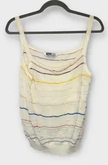 Sufer Paris Knit Stripe Tank Top Cream Rainbow Boho Minimalist 14