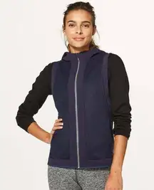 Lululemon The Spaces In-Between Full Zip Hooded Athletic Vest Midnight Navy 6