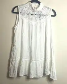 NWT And the why White Gauze Lace Bib Tank Top Blouse Babydoll Neutral Basics