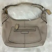 Coach  Vintage Pebbled Leather Hobo Shoulder Bag Purse Cream Ivory Pink Interior