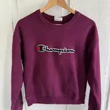 Champion Vintage Women's Purple Maroon Crewneck  Lounge Cozy Sweatshirt Fall