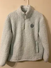 Women’s Ivory Ella Baby Blue Sherpa Fleece 1/4 Zip Pullover Size Medium