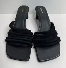 FRAME Sandals‎ Size 5US Black Leather Strappy Slip On Square Toe Heels
