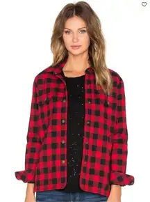 Current Elliott Red Black Plaid‎ Sherpa Workman Shacket Jacket Size 2/ M