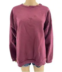 Hanes LARGE Burgundy Red Distressed Athleisure Sweatshirt Sweater