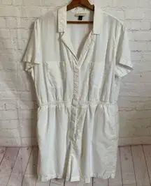 Universal Thread white linen shirt sleeve romper with pockets Size XXL