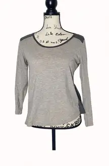 Madewell Women’s Small Gray Color Block Long Sleeve Top | Light & Dark Grey Tee