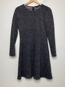 Albita Long Sleeve Dress Stretch Speckle Knit 8 Navy Wool Blend Career