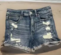 American Eagle Denim Jean Shorts Women's Next Level Stretch Hi Rise Shorty Sz 6