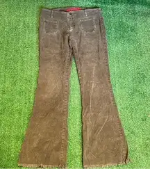 Guess Jeans Vintage 90’s Corduroy Olive Green Bootcut Distressed Flare