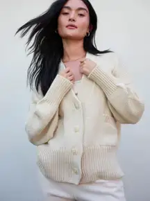 MATE the Label Organic Cotton Knit Sweater Cardigan Women's Size M/L bone