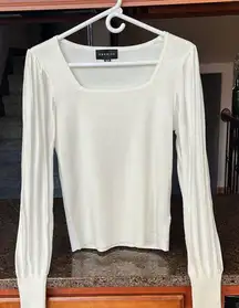Cream Light Sweater With Semi Sheer Sleeved