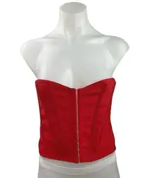 Pretty Little Thing  Women's Red Strapless Bandeau Neckline Corset Bustier Top Sz M