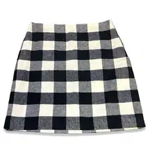 Talbots Wool Plaid Checkered Mini Skirt Black and White buffalo print