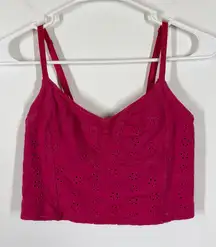 Free People Intimately Pink Eyelet Crop Top Size Medium
