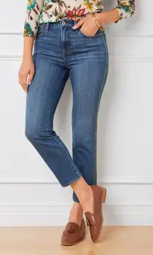 Talbots‎ Modern Ankle Jean Sunset Wash Velvet Trim Detail Size 14