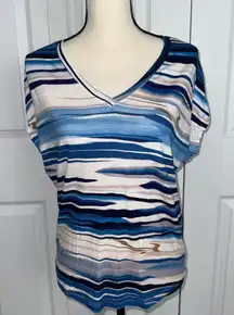 White House Black Market Blue Multi color V-Neck XS Sleeveless Top NWT
