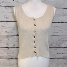 MOON & MADISON Stretchy Ribbed Button Front Tank Top