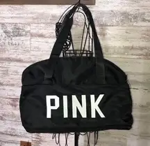 Pink Victoria’s Secret travel bag black and white extends out medium size NWOT​​