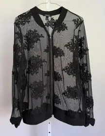 Torrid‎ Jacket witch romantic festival Embroidered Mesh Bomber  size 1