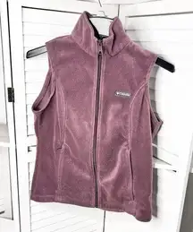 Comfy! Columbia Women's Medium Pale Burgundy Fleece Zip Vest With Zip Pockets