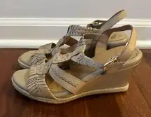 Nurture Mackenna Sandals Wedge Strappy Espadrille Sole Size 9M Nude Boho Aztec