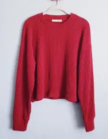 Wilfred Free Rust Red Ribbed Cropped Sweater