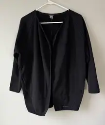 Eddie Bauer Open Front Black Cardigan Sweatshirt Comfy Soft Athleisure Size XS S