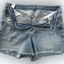 American Eagle outfitters Sz 14 denim curvy
 high waist distressed shorts