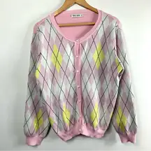 Grace Karin Pink Argyle Cardigan