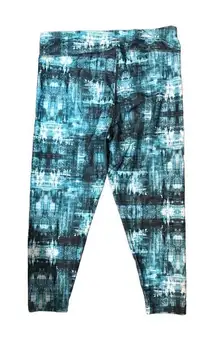 Spalding tie dye turquoise black and white cropped yoga pants
