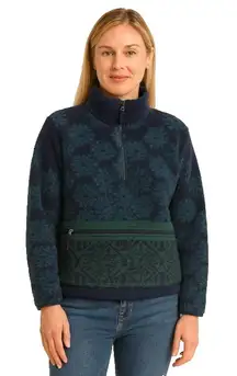 Vintage WOOLRICH Pullover Jacket Sweater Large Nordic 1/4 Zip‎ High Pile Fleece