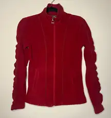 Ariat Red Ruched Sleeve Fleece Jacket