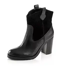 Ralph Lauren Black Leather/suede Block Heel Ankle Boots Shoes Women's 8B