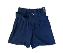 NEW YORK & COMPANY Blue Belted High Waist Shorts Size 4 NEW