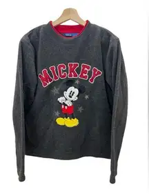 Disney Vintage Y2K  Store Mickey Mouse Fleece Crewneck Sweater Size Small