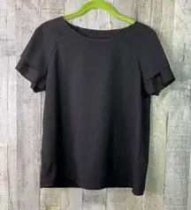 Shein Size 6 Black Short Sleeve Crewneck Cropped Blouse