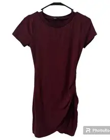 Lulus Lulu’s You Look Cute Burgundy Short Sleeve Bodycon Mini Dress