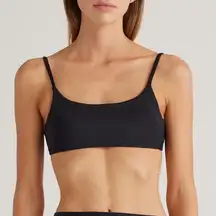 NWT Quince Women's Italian Scoop Neck Bikini Top Black Size XS