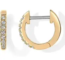 14K Gold Plated Cubic Zirconia Cuff Earrings Huggie Stud