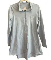 NWT NIC+ZOE Perfect Knit Snap Top In Light Blue Size Small