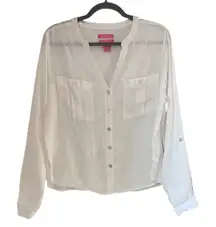 Isaac Mizrahi Linen Button Down Blouse