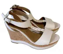 Franco‎ Sarto White Serenity Cork Wedge Heels Size 7.5M