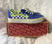 Cool color combo Vans old skool sk8 low Blue and Green Checkered Shoes sneakers