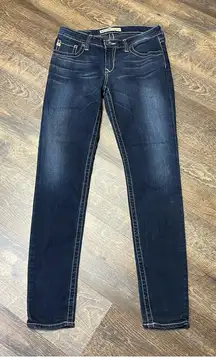 Big Star Remy Skinny Jeans Low Rise Womens Size 31 Thick Stitch Western Stretch