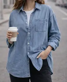 Abercrombie & Fitch Oversized Button Down Denim Chambray Shirt Women’s XL XXL