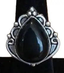 Sterling Silver Black Onyx Teardrop Ring - 7 NWOT