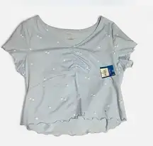 Arizona Jean Company White Ruched Crop Blouse