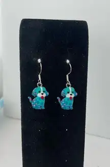 Handmade Blue puppy earrings